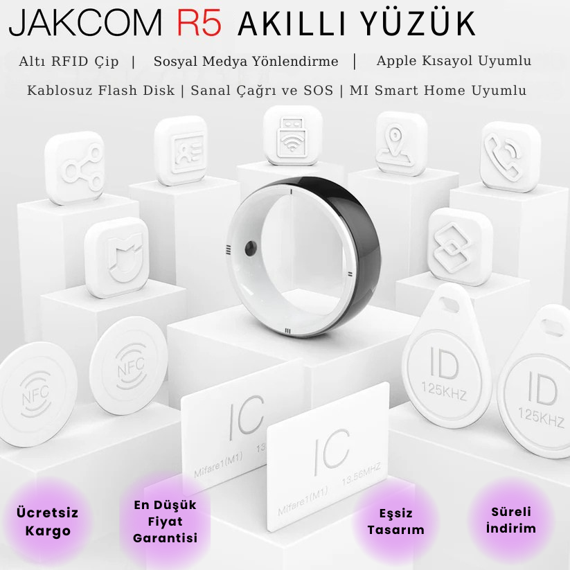 Jackom R5 IC-ID-NFC, Kablosuz Flash Disk ve Enerji Taşlı Akıllı Yüzük