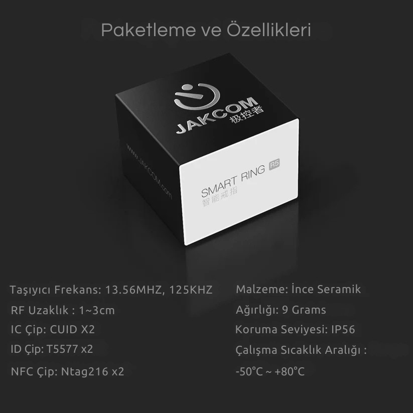 Jackom R5 IC-ID-NFC, Kablosuz Flash Disk ve Enerji Taşlı Akıllı Yüzük