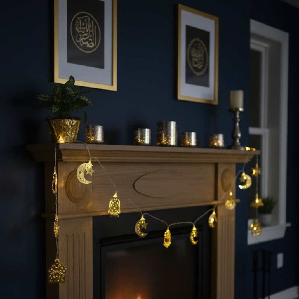 10 Adet Sarkıtlı Karışık Ramazan Temalı LED Işık – Pilli 2 Metre Ramazan Süsü, İslami Dekorasyon, Ev ve Mekanlar İçin Dekoratif Ortam Aydınlat