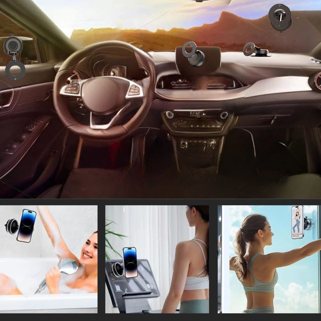 Vakumlu Manyetik Telefon Tutucu – Güçlü Vakum 360° Döner Araç İçi Telefon Standı, Ultra Sabit Manyetik Destekli Mobil Cihaz Aparatı