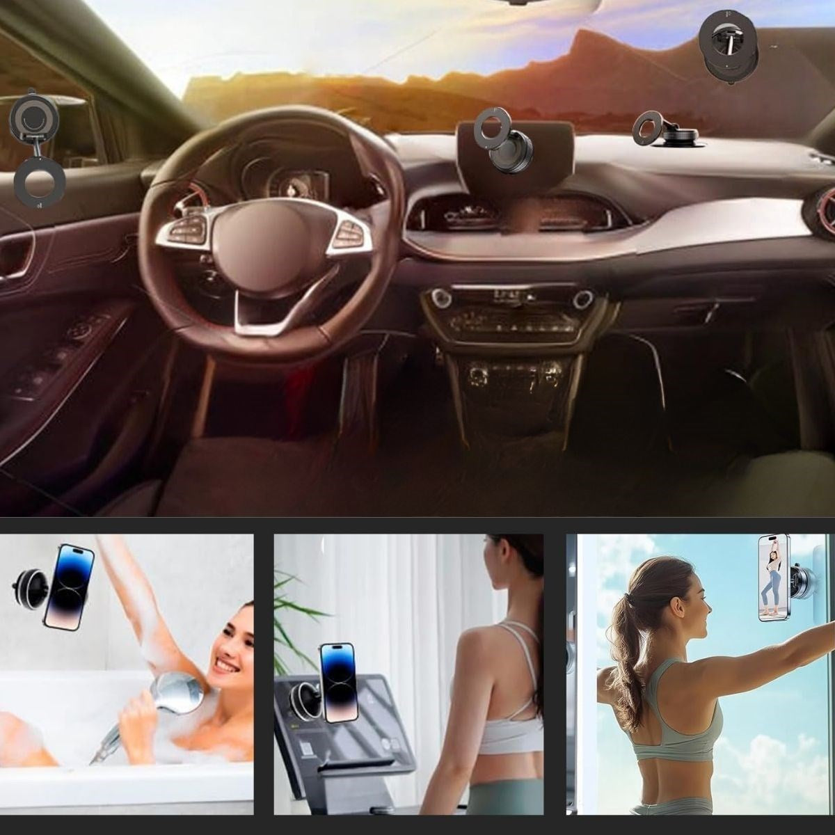 Vakumlu Manyetik Telefon Tutucu – Güçlü Vakum 360° Döner Araç İçi Telefon Standı, Ultra Sabit Manyetik Destekli Mobil Cihaz Aparatı