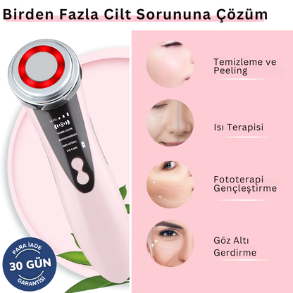 Face EMS, Led Terapi, Sonic Titreşimlerle Yüz ve Boyun Bölgesi Sıkılaştırma - Gençleştirme - Bakım Güzellik Cihazı