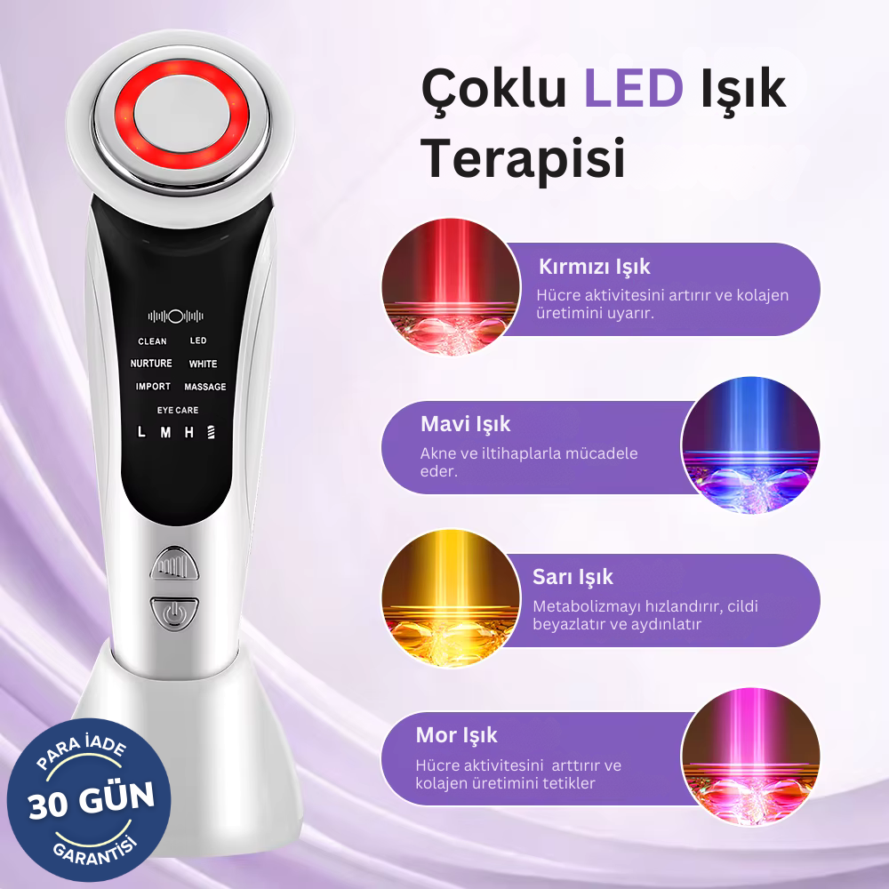 Face EMS, Led Terapi, Sonic Titreşimlerle Yüz ve Boyun Bölgesi Sıkılaştırma - Gençleştirme - Bakım Güzellik Cihazı