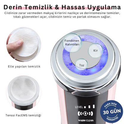 Face EMS, Led Terapi, Sonic Titreşimlerle Yüz ve Boyun Bölgesi Sıkılaştırma - Gençleştirme - Bakım Güzellik Cihazı