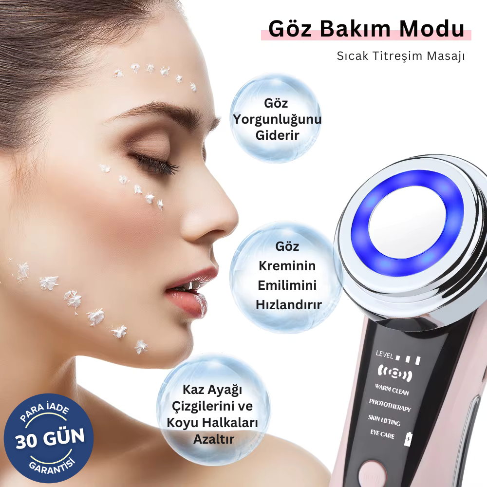 Face EMS, Led Terapi, Sonic Titreşimlerle Yüz ve Boyun Bölgesi Sıkılaştırma - Gençleştirme - Bakım Güzellik Cihazı
