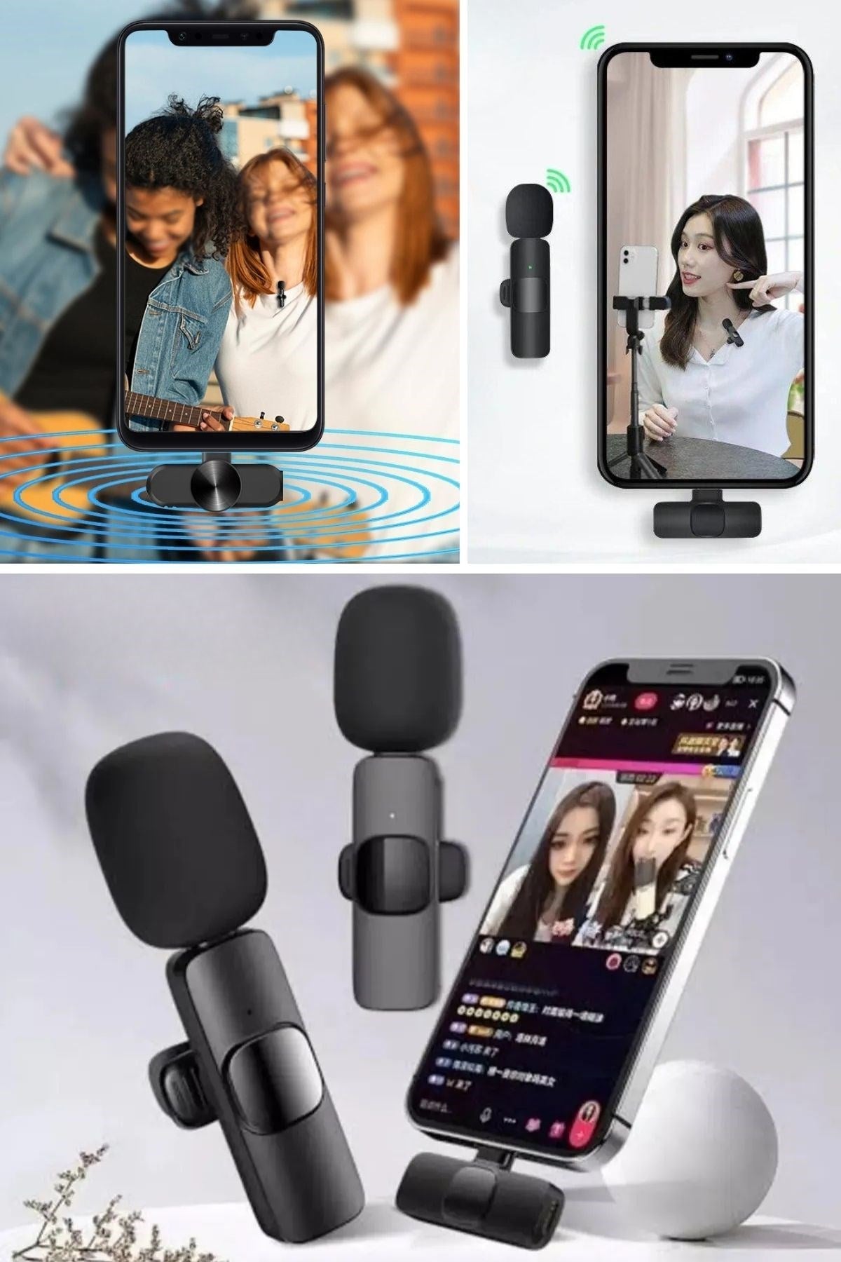 Type C Uyumlu İphone Dönüştürücülü Kablosuz Yaka Mikrofonu Android ve İphone Uyumlu Mini Mikrofon