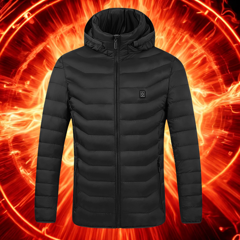 Kapşonlu, 25 Bölge Karbonfiber Isıtmalı, Su İtici, Pamuk Dolgulu, Dayanıklı Unisex Kışlık Mont